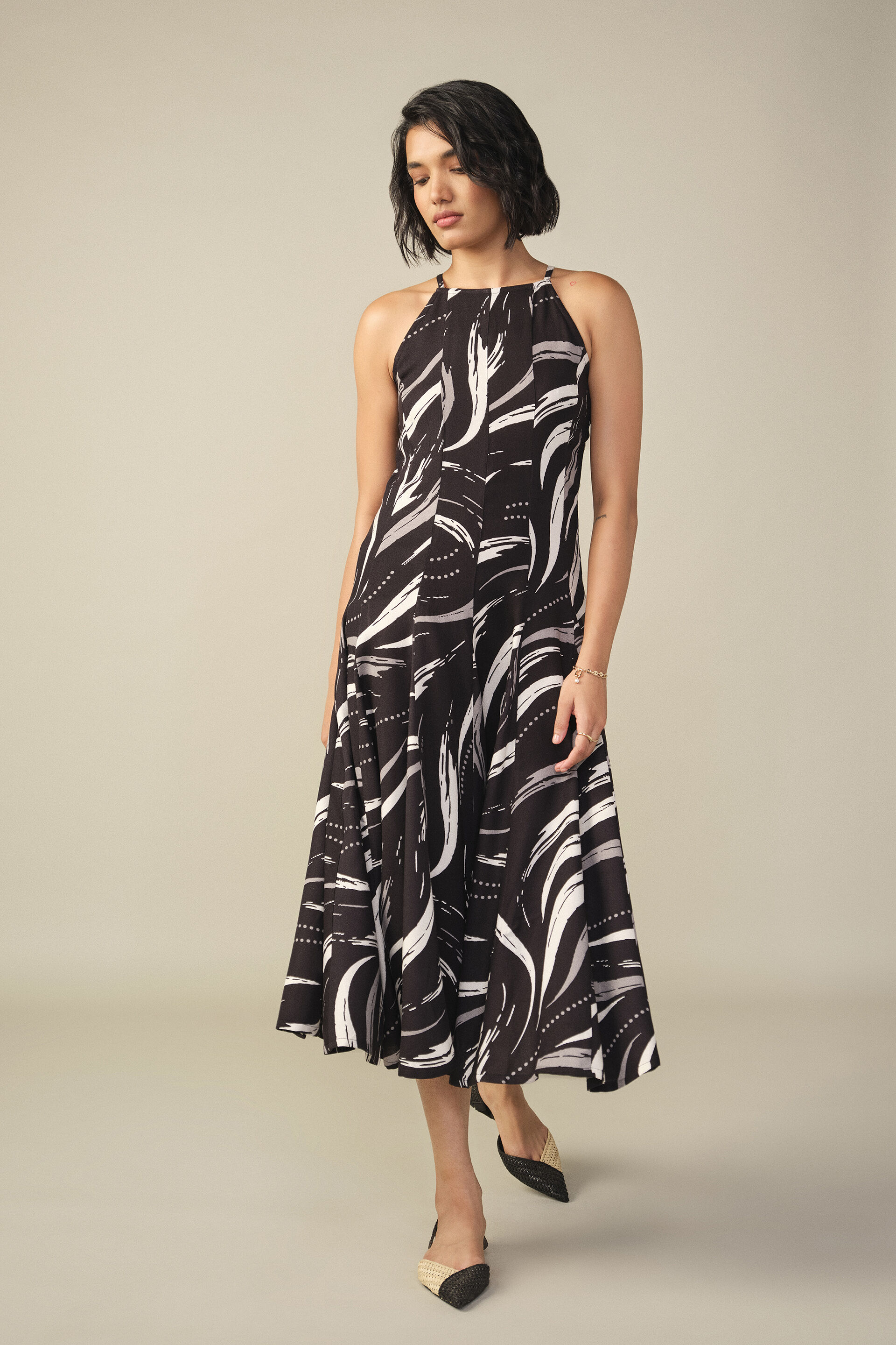 Abstract Maxi Dress in Black, Black, image 2